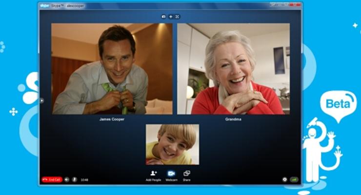 В новом Skype возможны видеоконференции на 10 человек