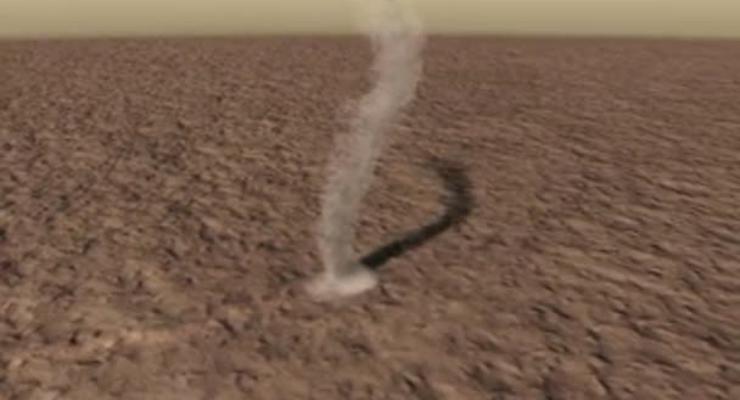 Гигантский смерч потревожил Марс (ВИДЕО)