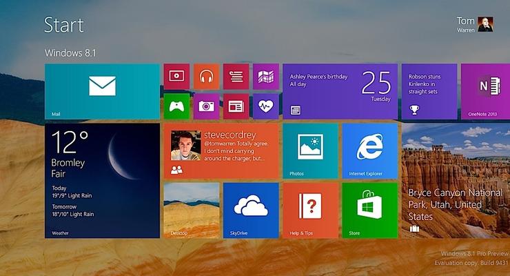 Кнопку «Пуск» вернули: Вышла бета-версия Windows 8.1 (ФОТО, ВИДЕО)