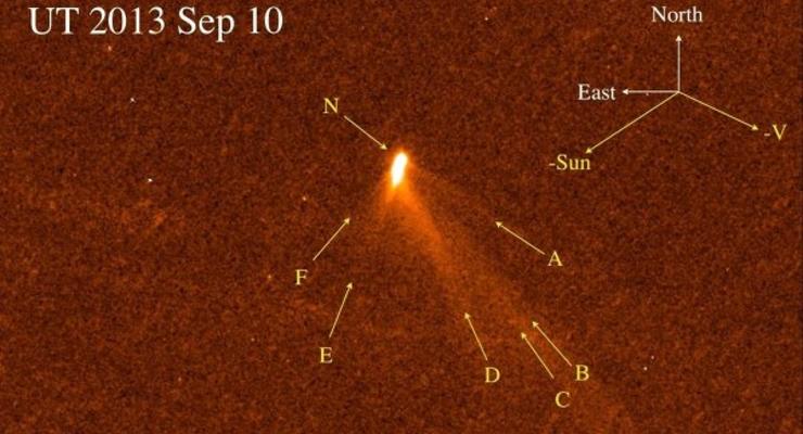 Хаббл засек шестихвостую комету