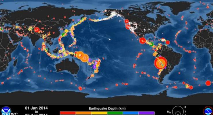 Как нас трясет: Карта всех землетрясений 2014 года (видео)
