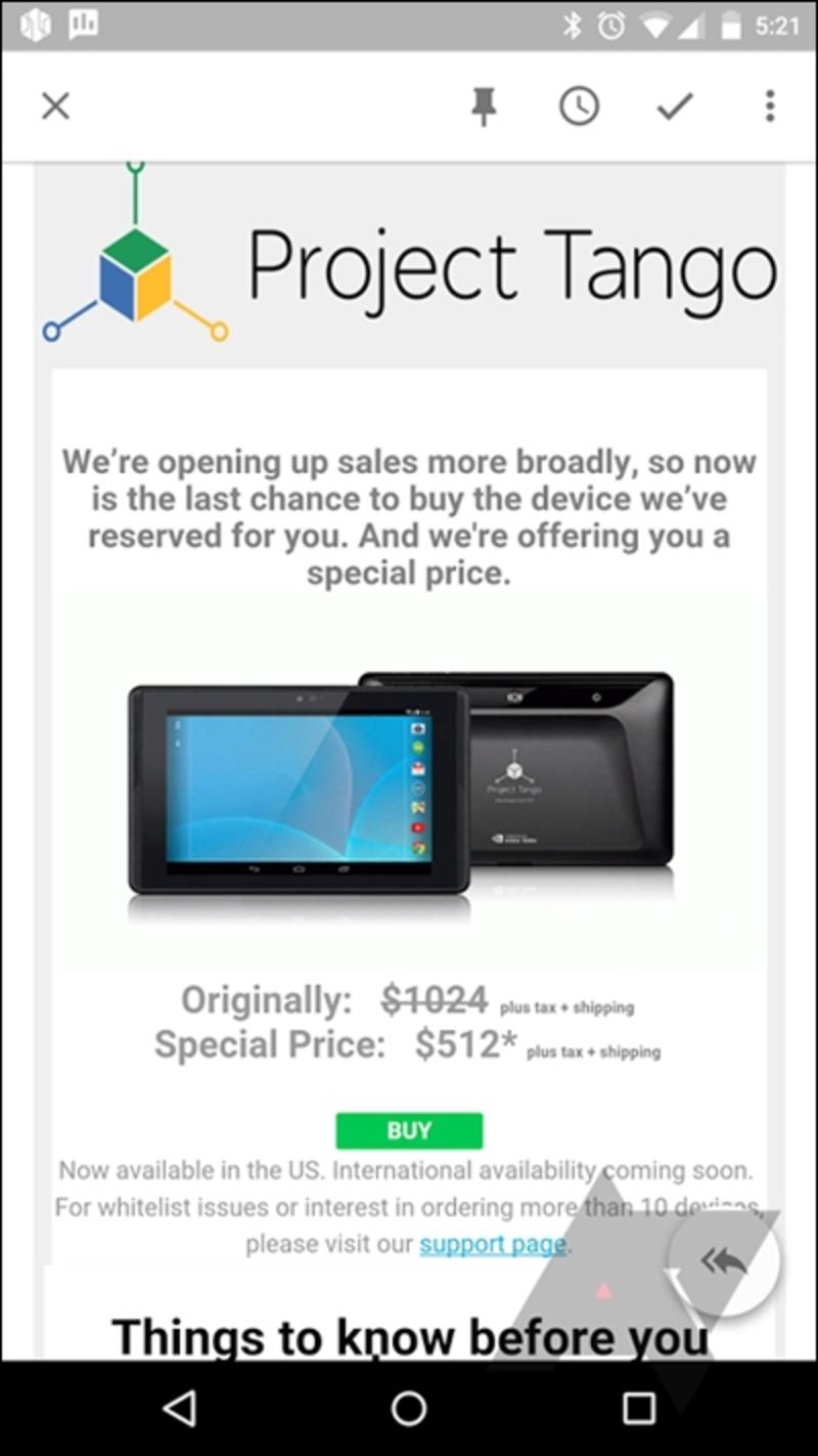 Google скоро выпустит на рынок свой планшет Tango / google.com