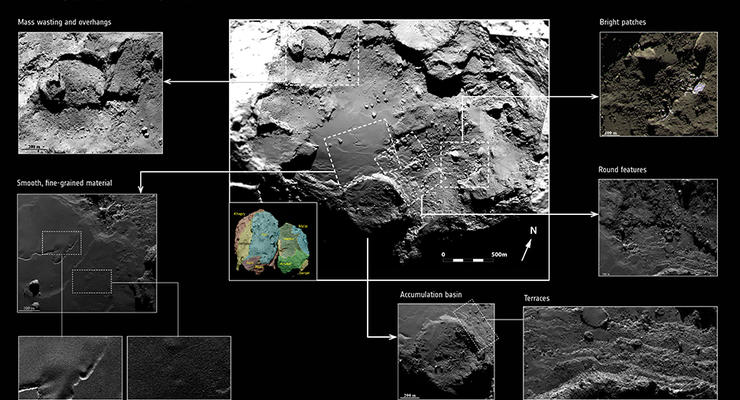 Что на комете? Станция Rosetta изучила участок кометы Чурюмова-Герасименко