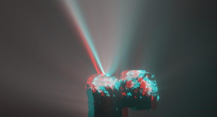 Rosetta сняла cтруи газа на комете Чурюмова-Герасименко в формате 3D