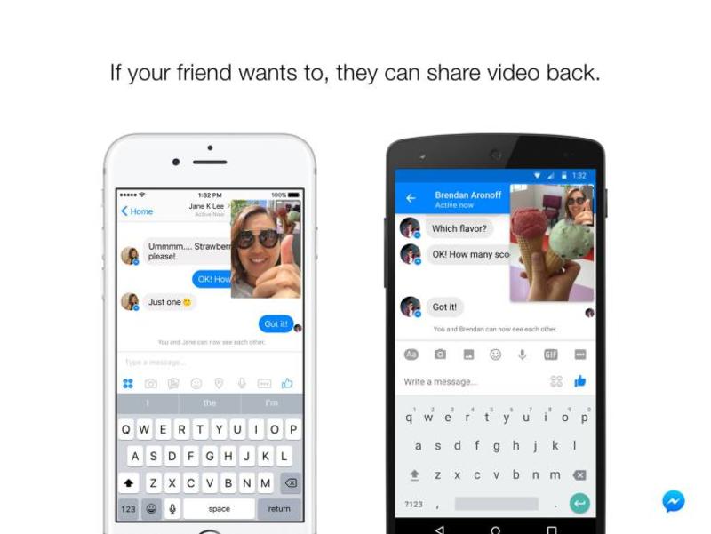 В Facebook Messenger появились мгновенные видеосообщения