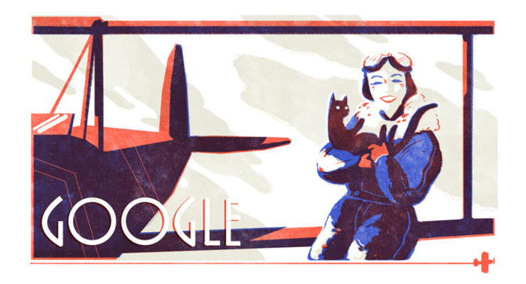 Google посвятил дудл знаменитой летчице Джин Баттен