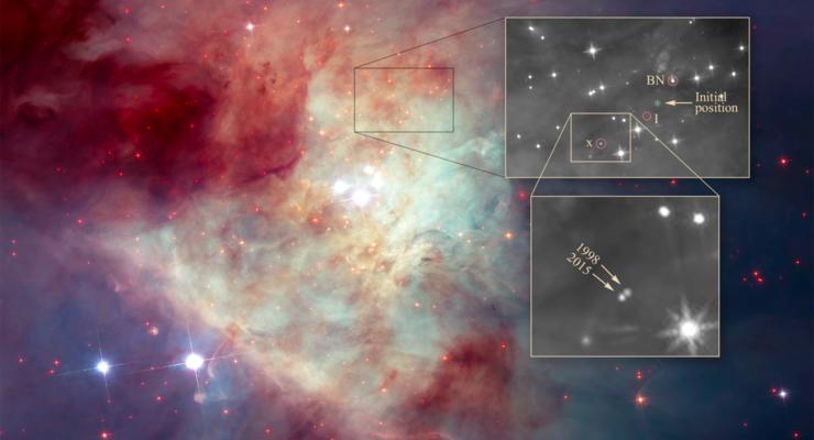 Ученые увидели космический бильярд в туманности Ориона