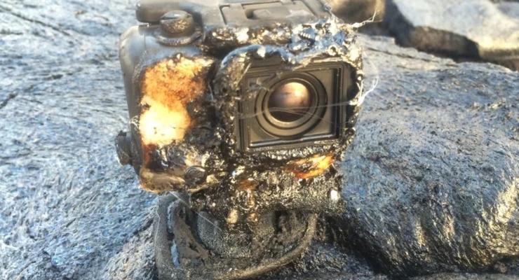 Камера GoPro пережила падение в лаву