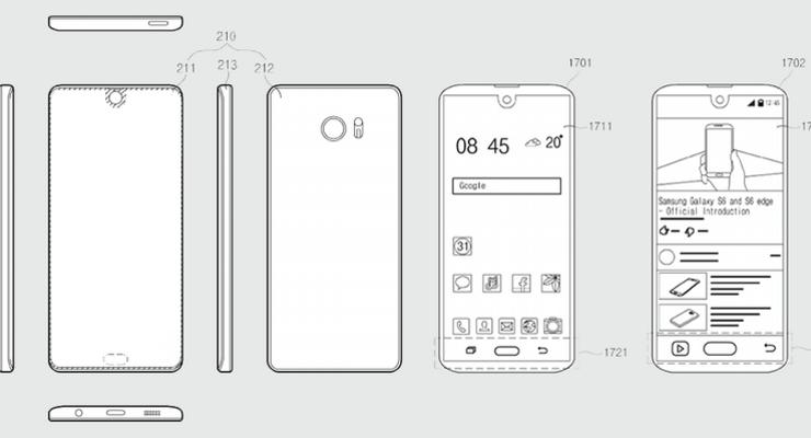 Samsung запатентовал смартфон с вырезом над экраном
