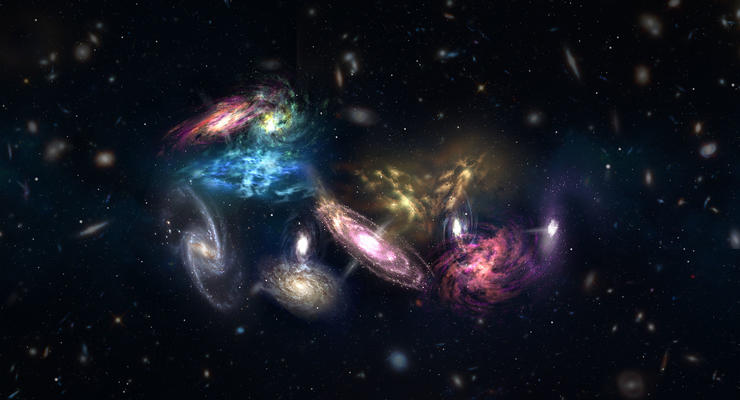 Астрономы засняли слияние 14 галактик