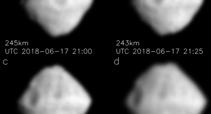 Зонд рассмотрел кратер и горы на астероиде