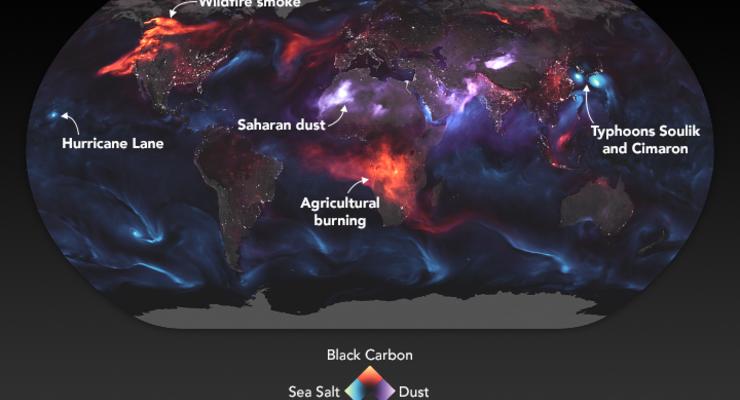 В NASA составили карту пылевых облаков на Земле