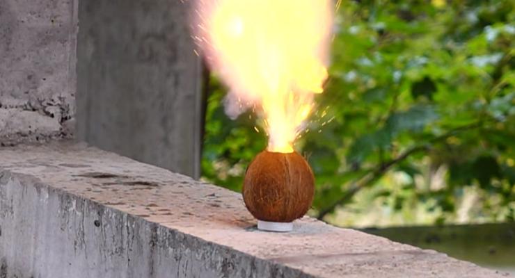 Что будет, если бросить натрий в кокос? Эксперименты