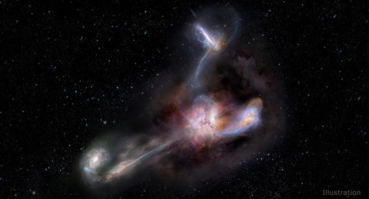 Астрономы нашли самую светлую галактику-каннибал