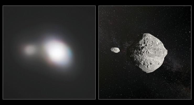Пролет двойного астероида засняли на камеры