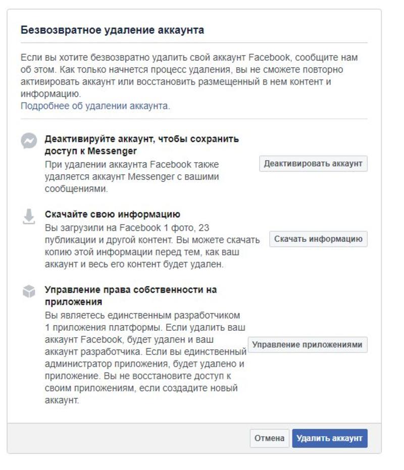 Как удалить аккаунт в Фейсбук