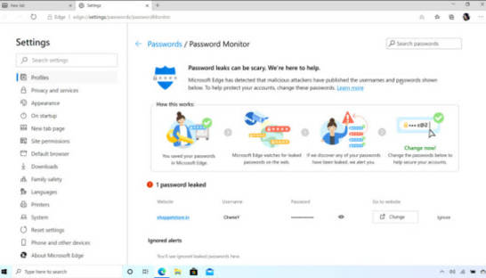 Браузер Edge начал проверять утечку паролей