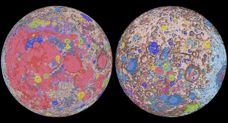Ученые составили первую полную геологическую карту Луны
