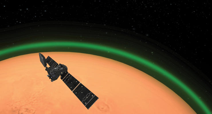 Над Марсом обнаружили светящийся зеленый кислород