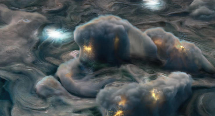 Видео дня: NASA показало необычные молнии на Юпитере