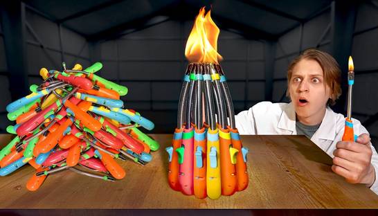Что будет, если зажечь 100 зажигалок одновременно: Эксперименты