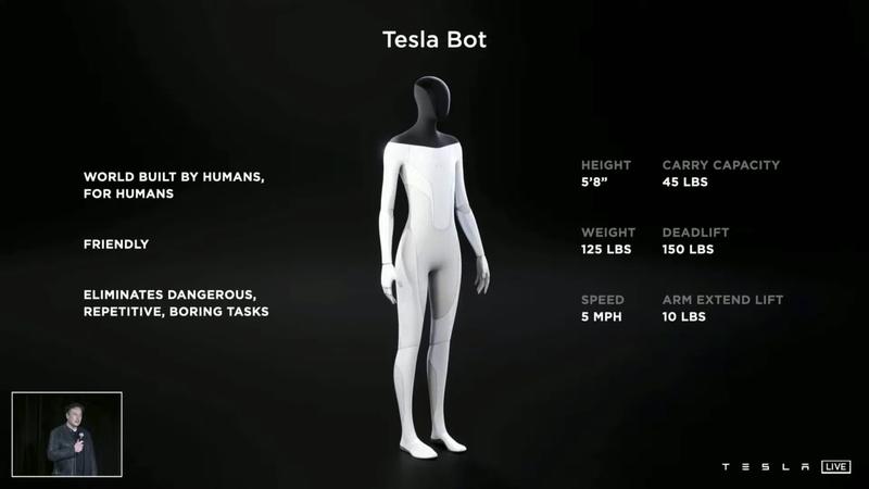 Илон Маск анонсировал робота Tesla Bot с искусственным интеллектом / Скриншот видео