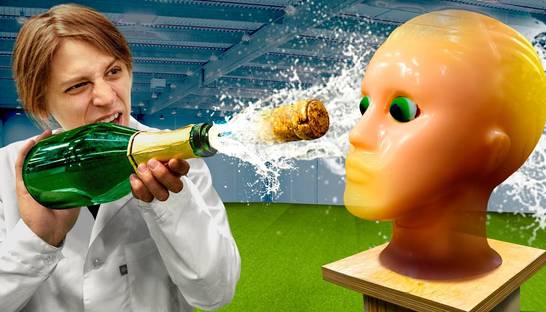 Что сможет пробить пробка шампанского: Эксперименты