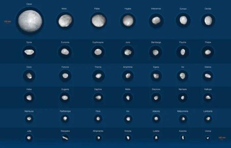 42 крупнейших астероида Солнечной системы показали во всей красе / ESO