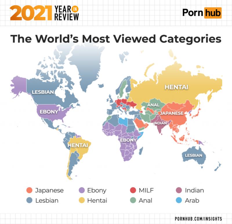 Самые популярные запросы по странам / PornHub