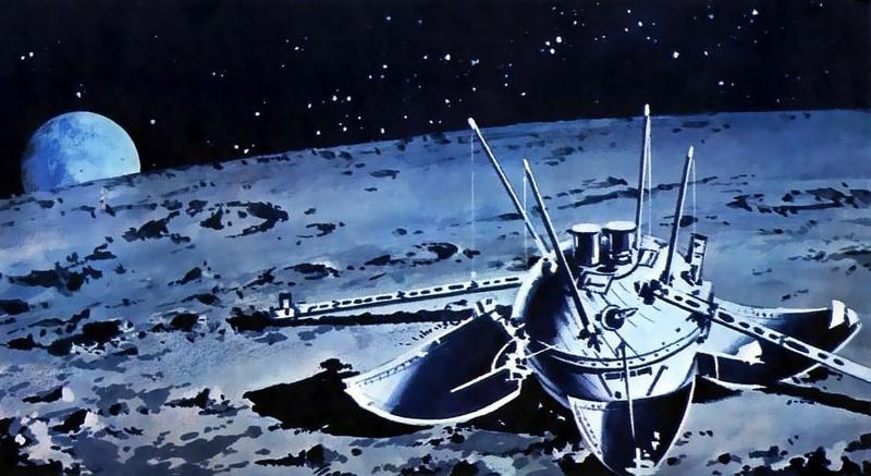 Рисунок посадки модуля Луна-9 / culture.ru